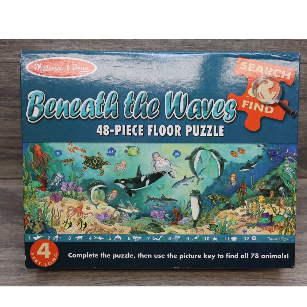 Melissa & Doug Floor Puzzle Beneath The Waves Seek & Find Ocean Fish Animals